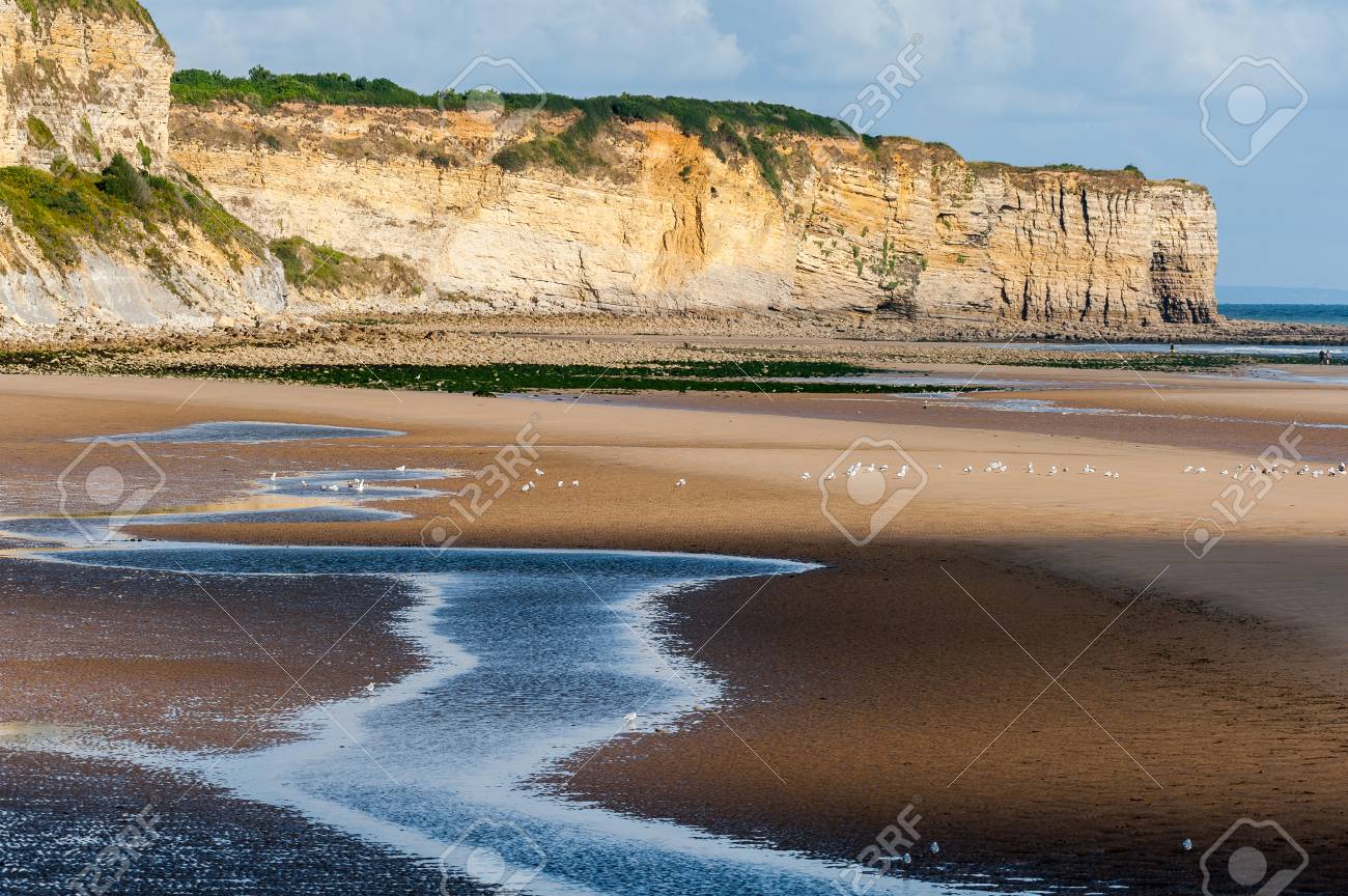 Cliffs On Omaha Beach Near Vierville Sur Mer Normandy France
