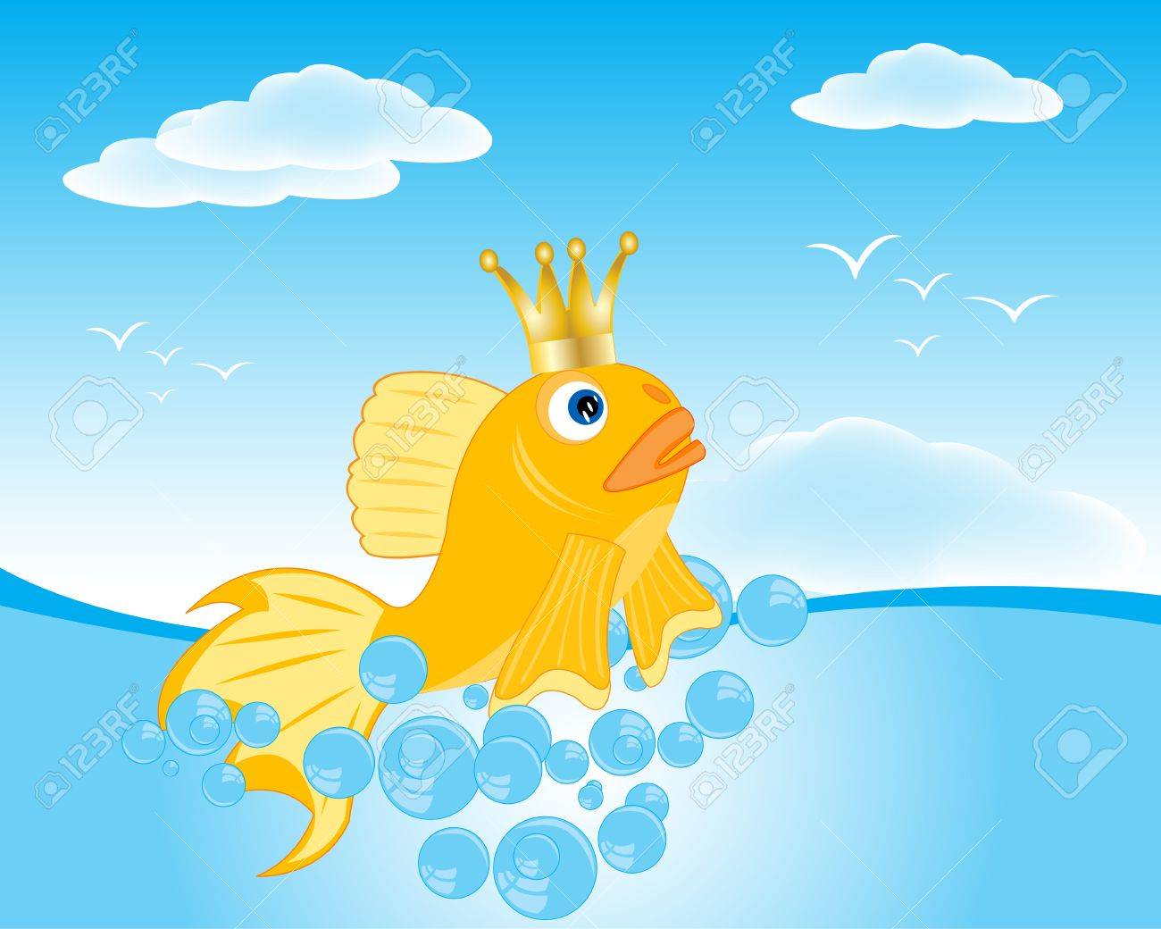 海でおとぎ話の金魚のイラストのイラスト素材 ベクタ Image
