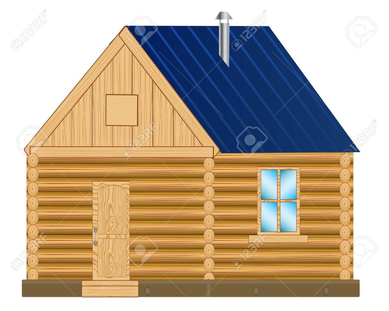 白い背景の上の木のロッジのイラストのイラスト素材 ベクタ Image