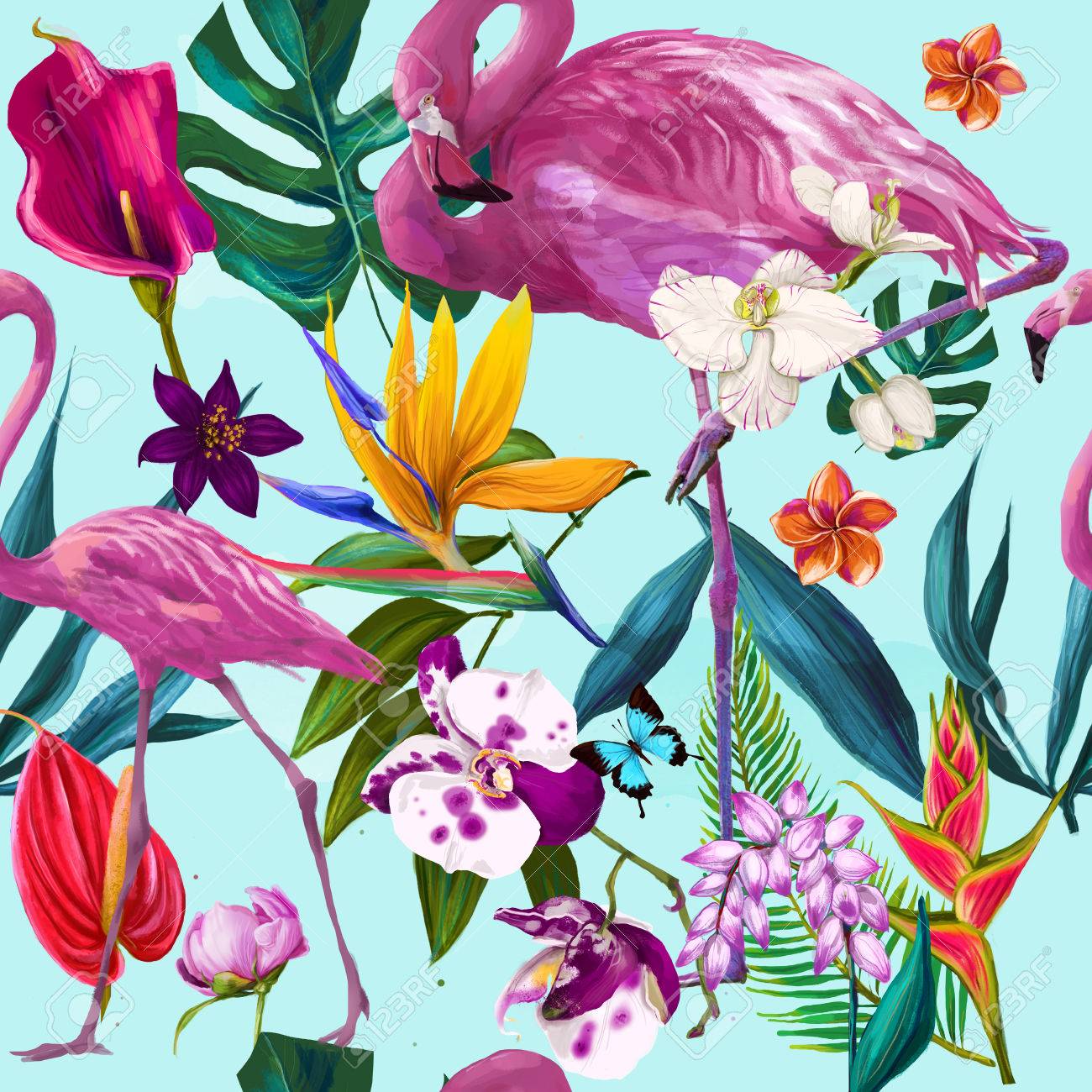 エキゾチックな花のシームレス パターン の写真素材 画像素材 Image