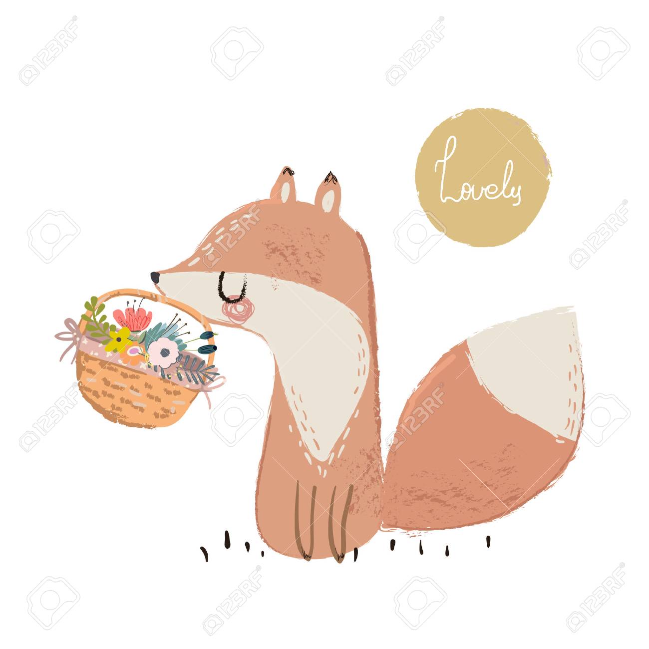 かわいい夏狐のイラスト素材 ベクタ Image かわいい夏狐のイラスト素材 ベクタ Image