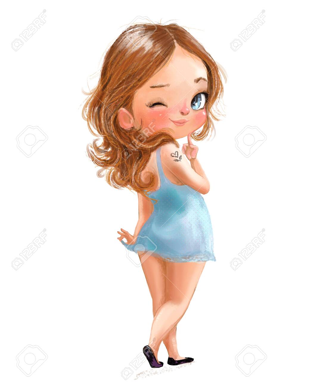 Cartoon Lovely Little Girl In Blue Dress Stock Photo, Picture And Royalty Free Image. Image 135523488. Cartoon Lovely Little Girl In Blue Dress Stock Photo, Picture And Royalty Free Image. Image 135523488.