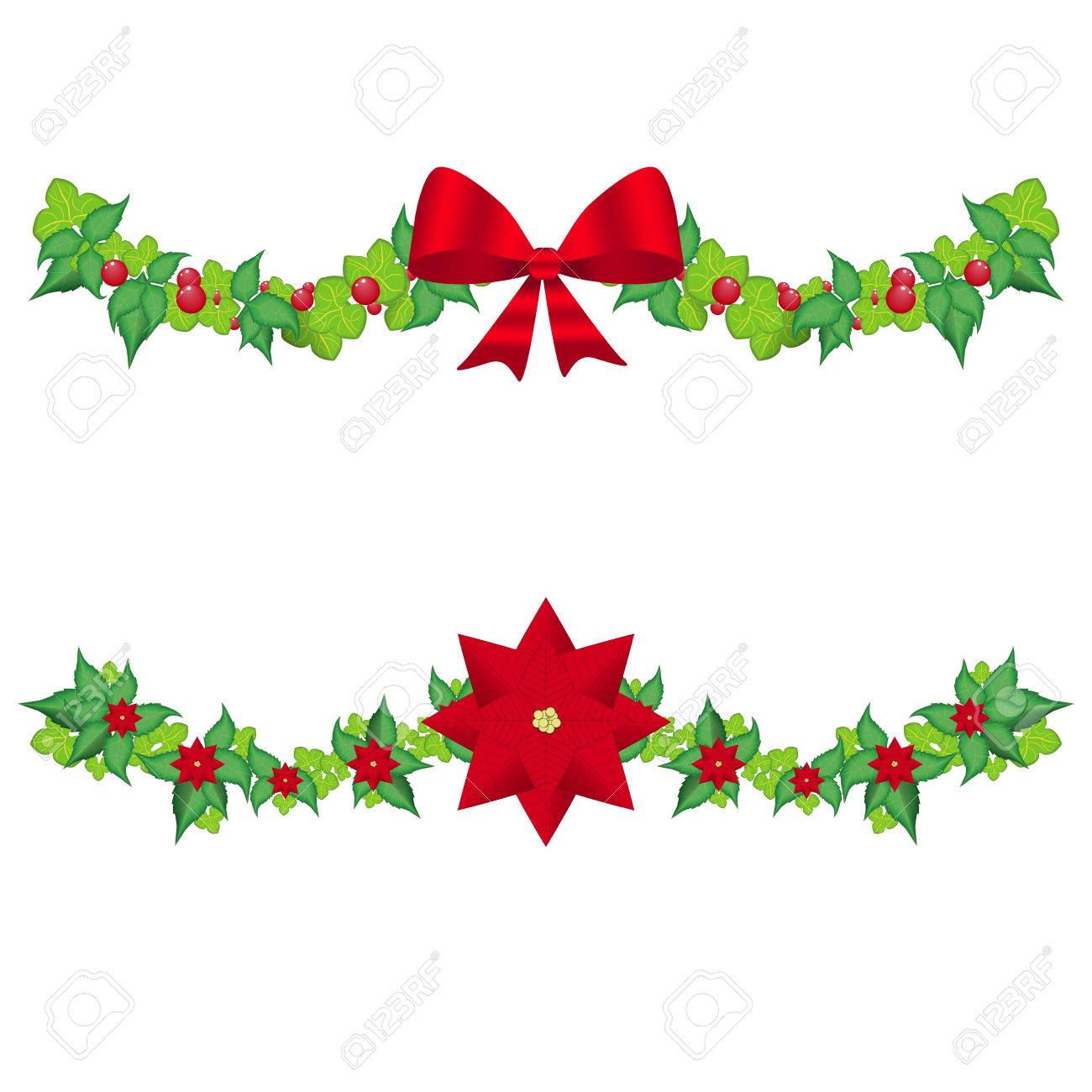 Set Christmas Holly Garland Vector On A White Royalty Free SVG, Cliparts,  Vectors, and Stock Illustration. Image 32841100., image size:1300x1300
