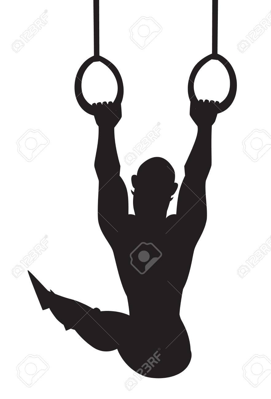 silhouette vector illustration gymnastics rings cartoon style