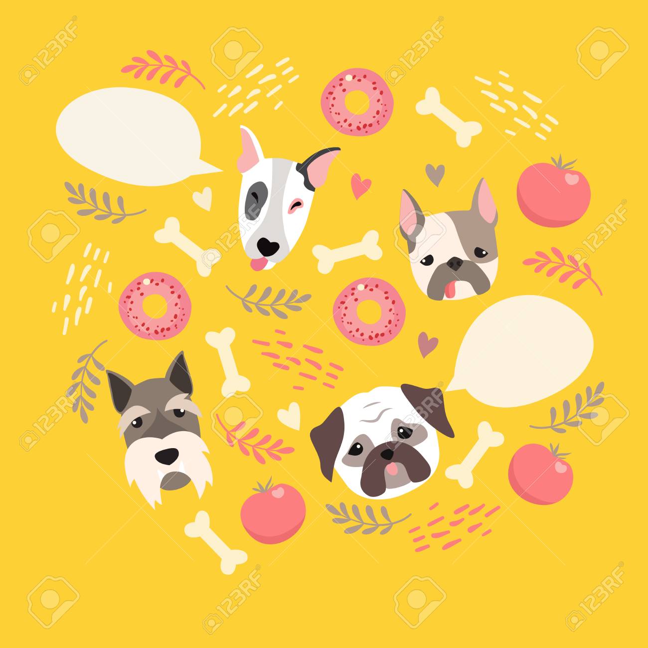 クラウドとかわいい犬イラスト色カードをあなたのテキストの配置します のイラスト素材 ベクタ Image