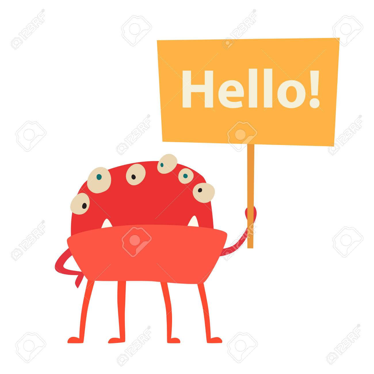 Vecteur De Monstre Jouet De Dessin Animé Pour Enfants Personnage Jouet de dessin animé pour enfants personnage mignon coloré Vives créatures incroyables incroyables Monstres avec beaucoup d yeux et bonjour signe