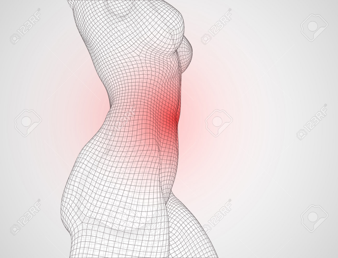 3d女性 正方形のポリゴンからの3D女性の体。ベクトル。痛みの治療のイラスト素材・ベクター Image 204429479