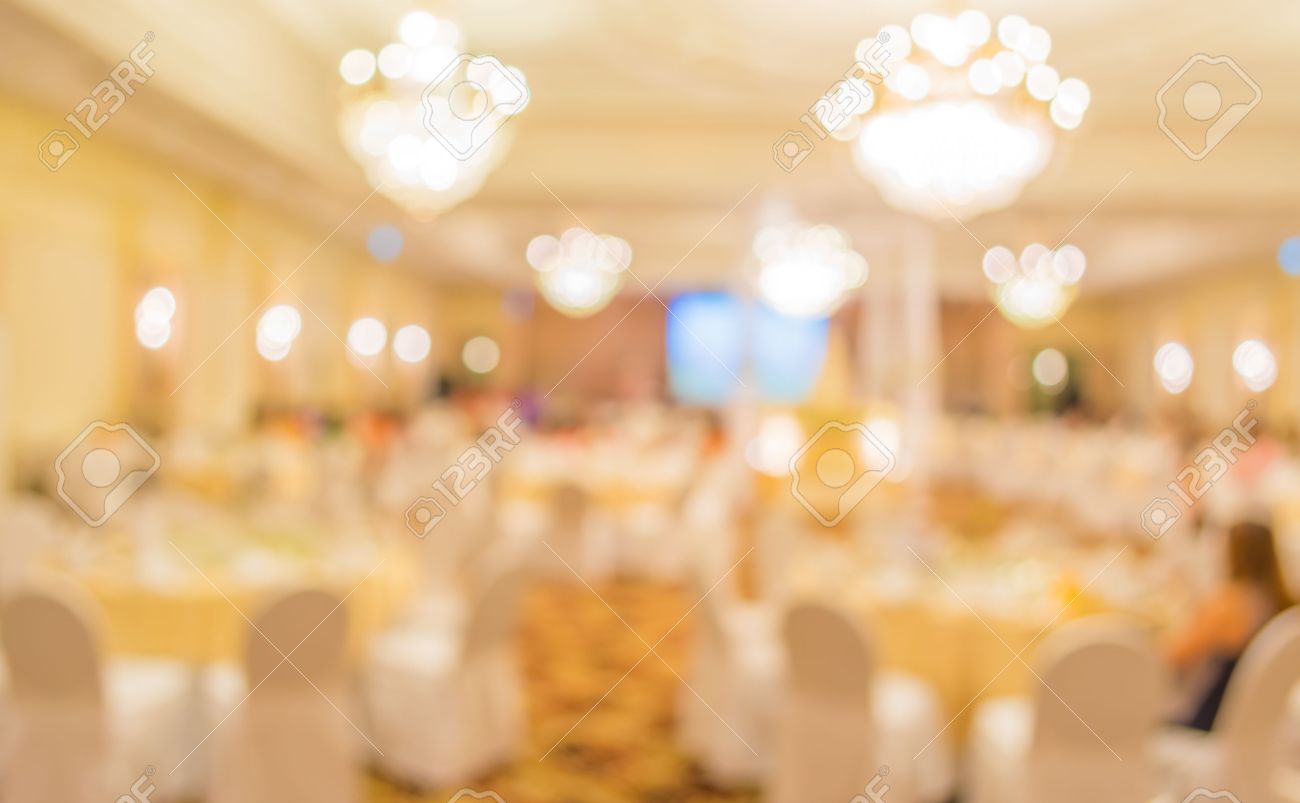 Blur Image Of Wedding Party In Large Hall For Background Usage. Stock  Photo, Picture And Royalty Free Image. Image 43996642.