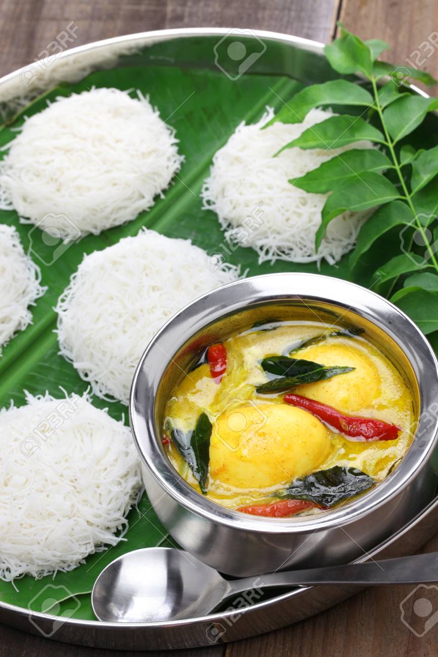 卵カレー 南インドとスリランカ スリランカ料理 Idiyappam 文字列ホッパー の写真素材 画像素材 Image