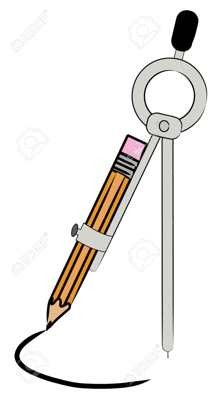 Geometry Compass With Pencil And Part Drawn Circle Royalty Free SVG,  Cliparts, Vectors, and Stock Illustration. Image 2733630., image size:713x1300