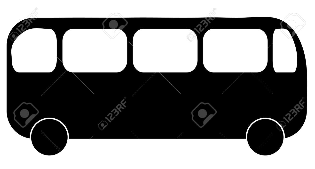 バスの側面図を示すシルエット図のイラスト素材 ベクタ Image