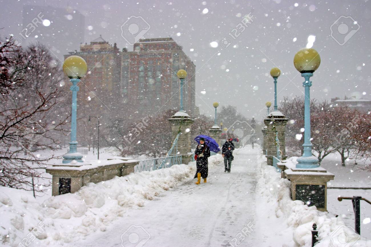 ボストン マサチューセッツ州 アメリカ合衆国で雪の冬のストック画像 の写真素材 画像素材 Image