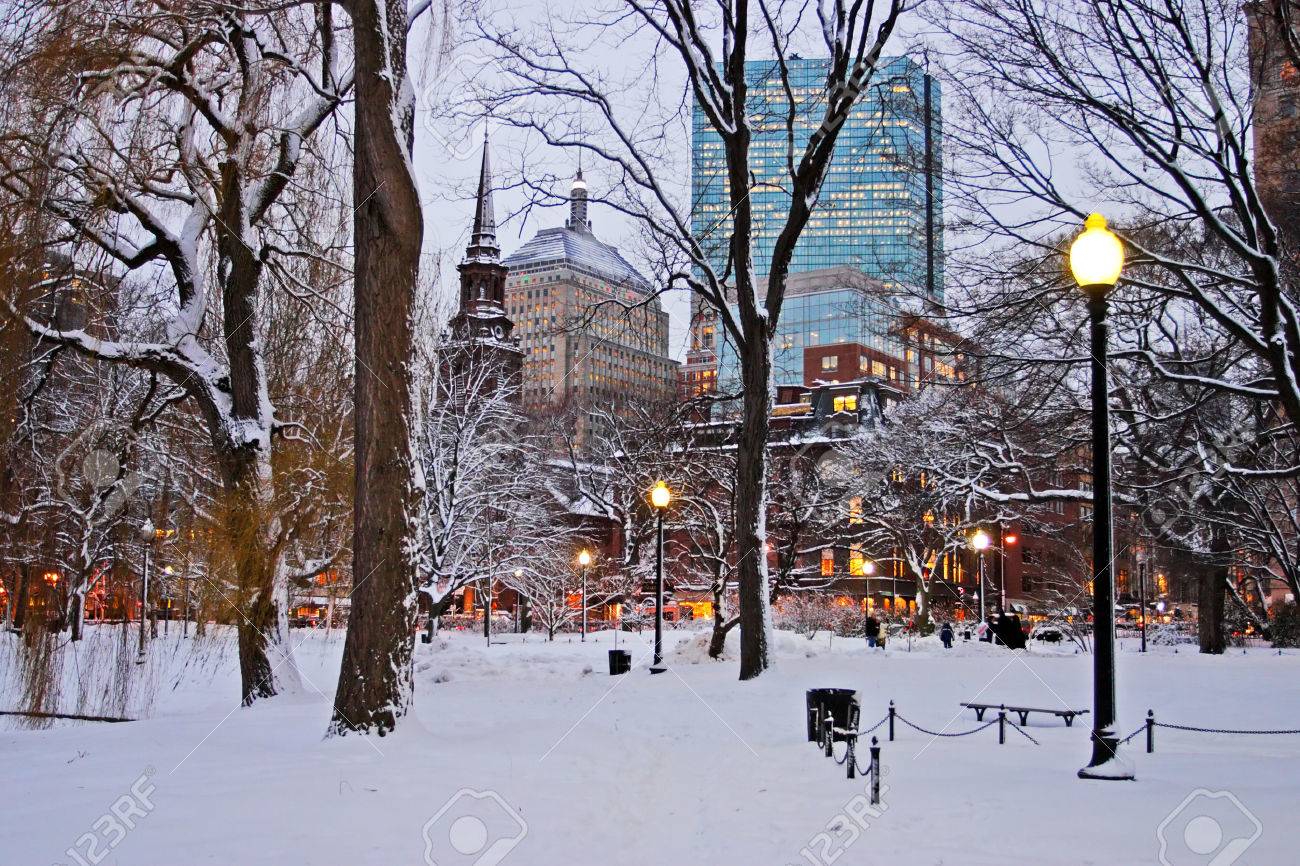 ボストン マサチューセッツ州 アメリカ合衆国で雪の冬のストック画像 の写真素材 画像素材 Image