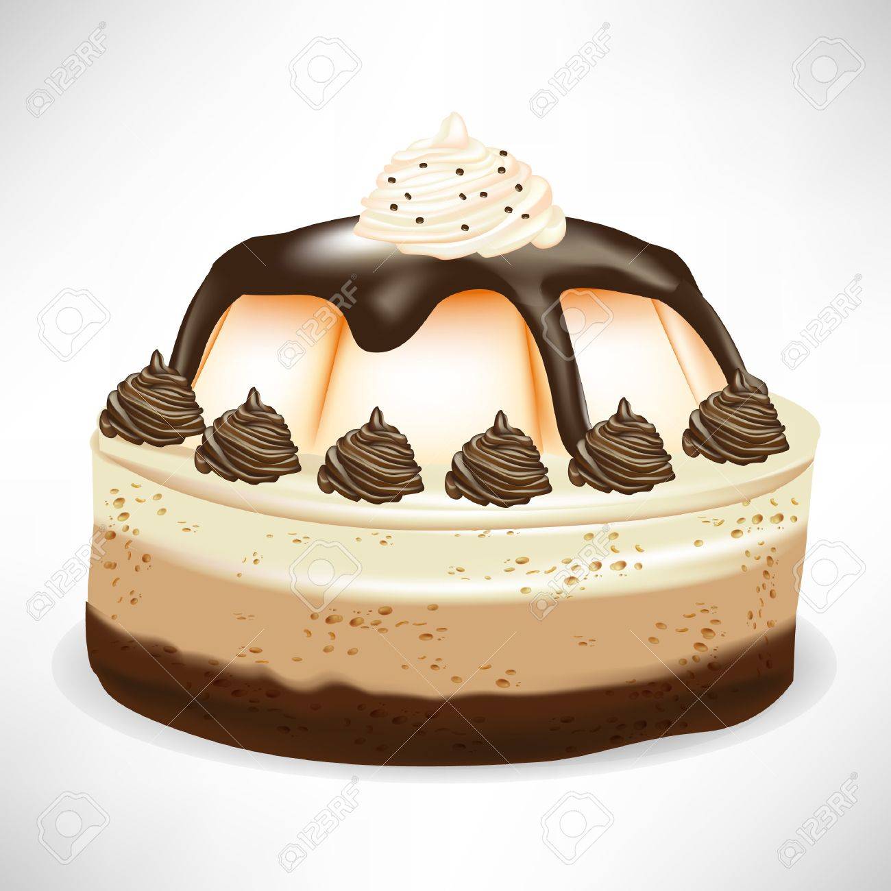 Caramel Chocolate Mousse Cake Isolated On White Royalty Free Cliparts Vectors And Stock Illustration Image 10887036