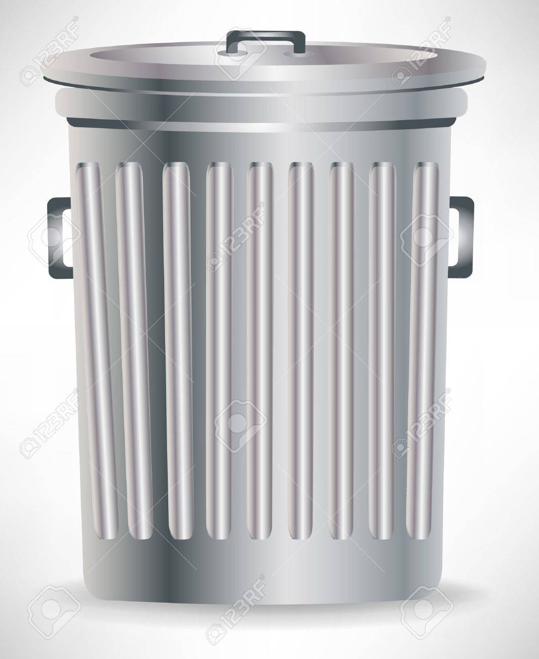 Un Solo Bote De Basura Con Tapa Metálica Aislada Svg, Vectoriales, Clip Art Vectorizado Libre De Derechos. Image 10884721.