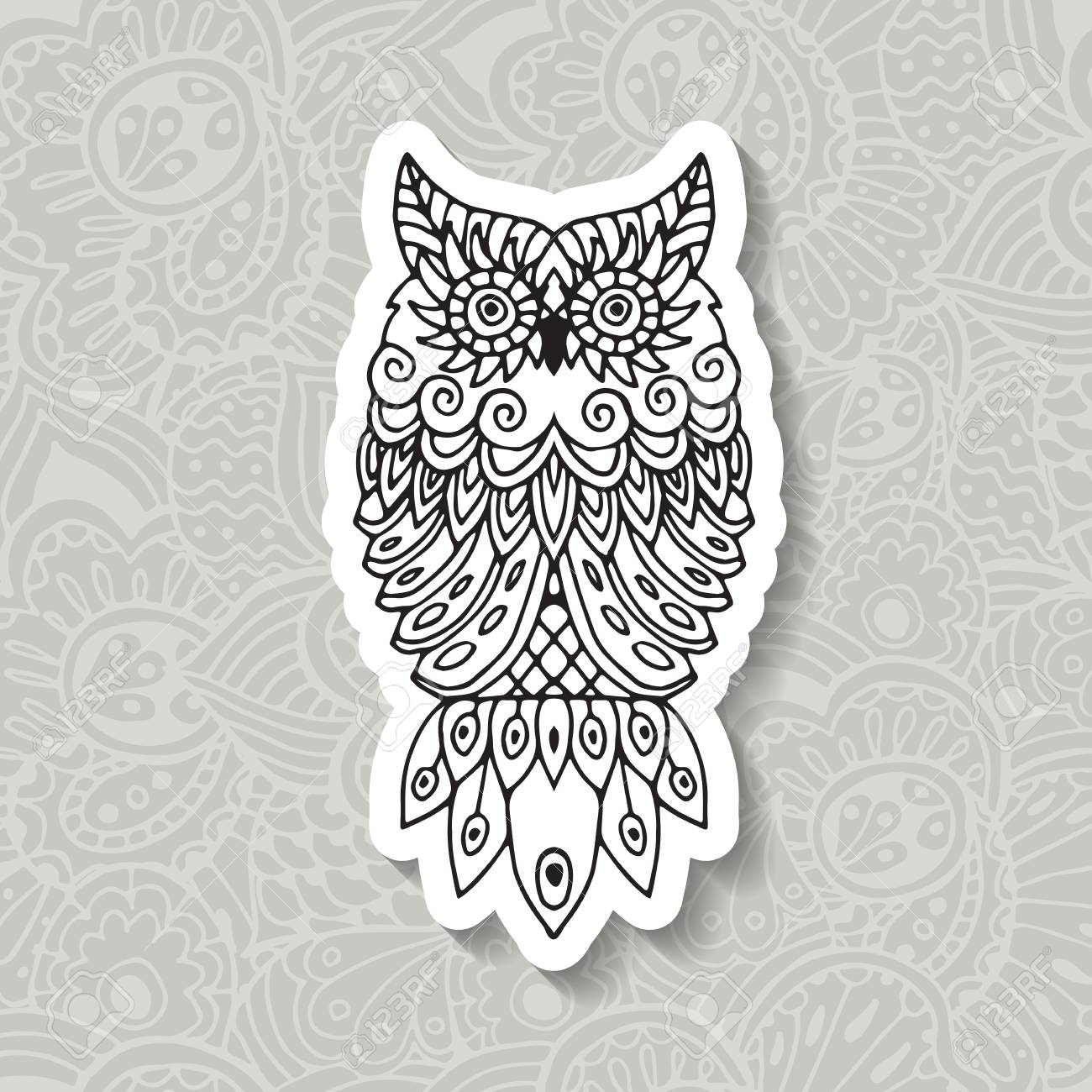 フクロウのイメージと民族のパターン ベクトル図 の写真素材 画像素材 Image