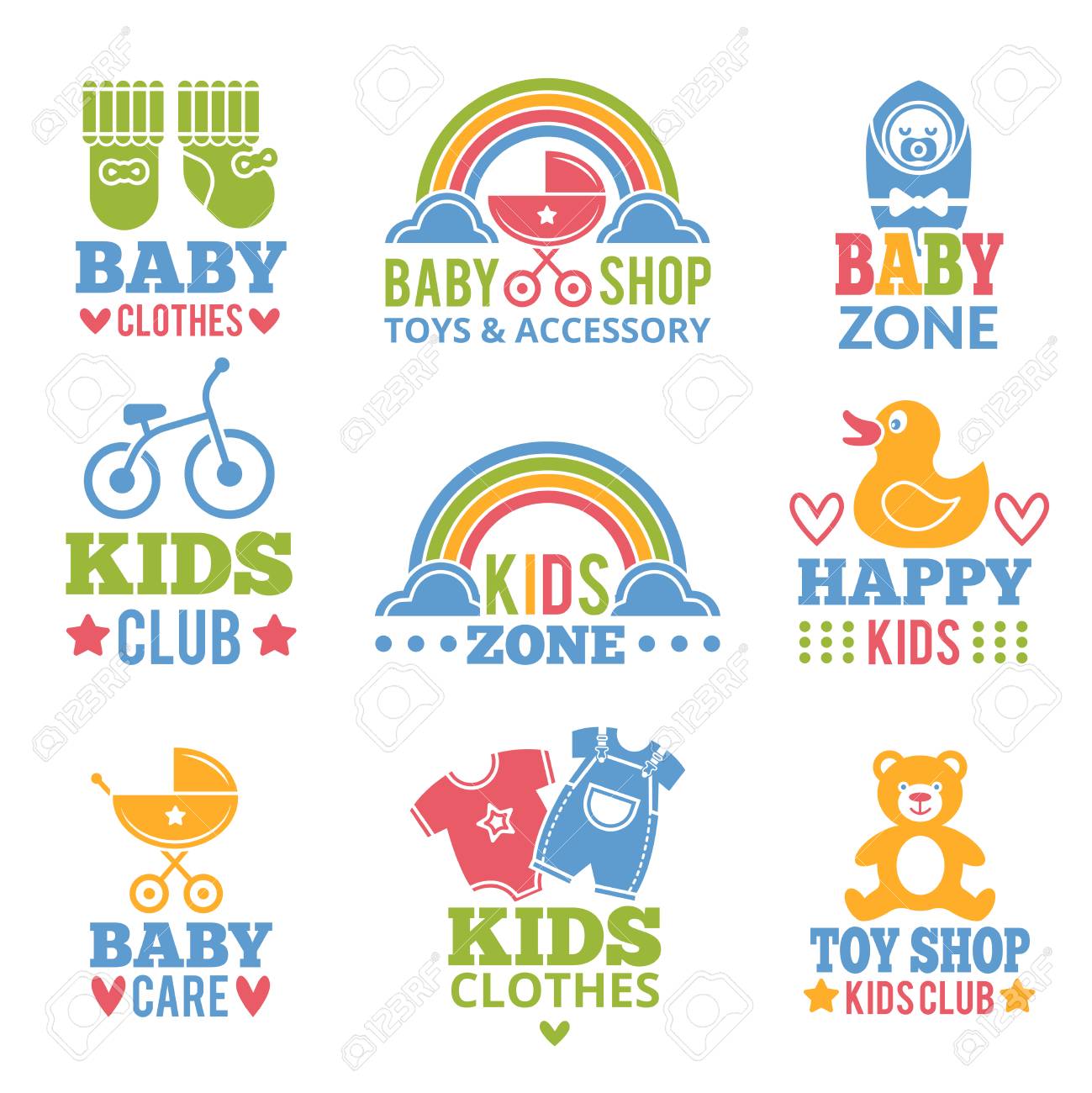 a set of logos with accessories for babies baby logos free