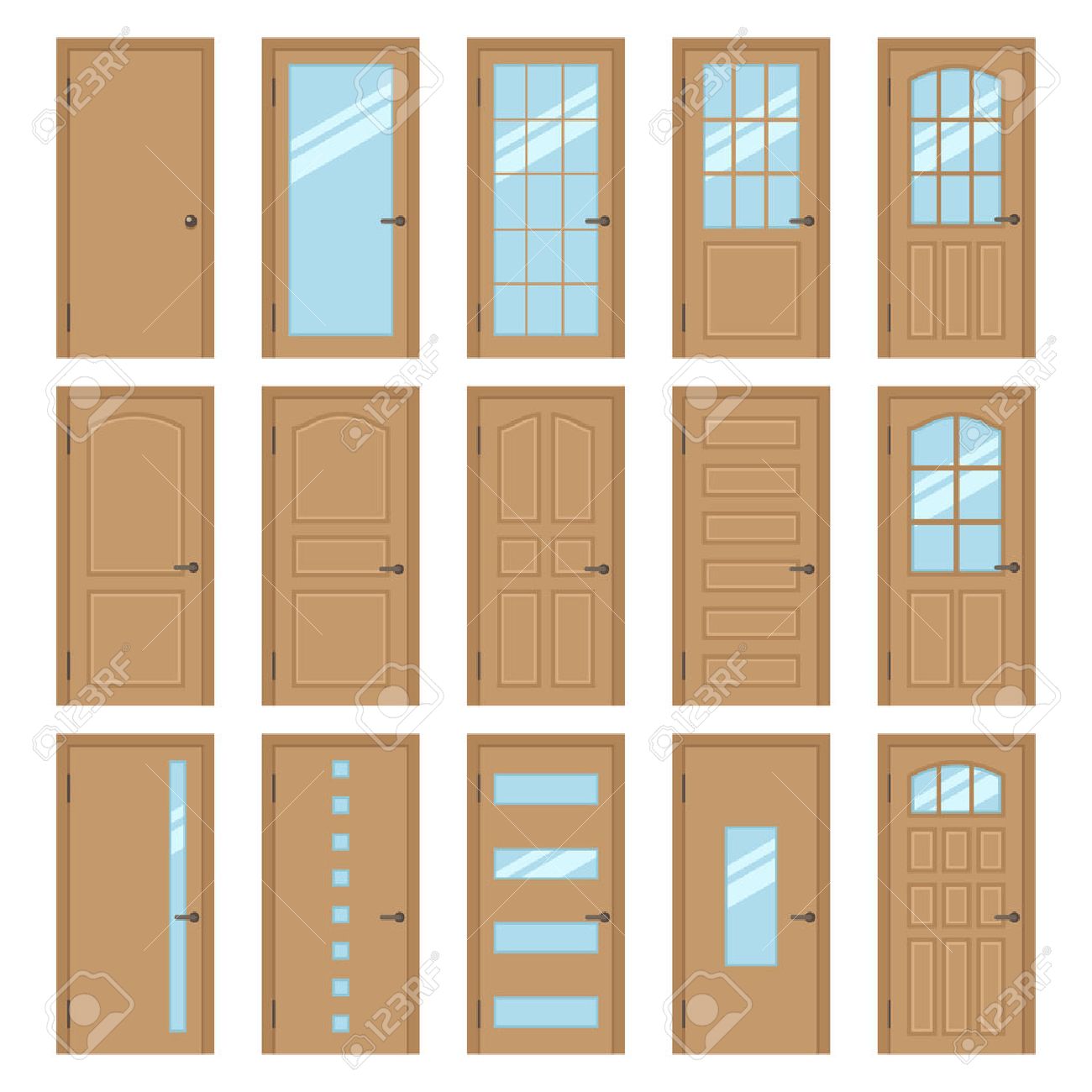Interior Doors vector collection of various types of wooden interior doors Interior Doors vector collection of various types of wooden interior doors