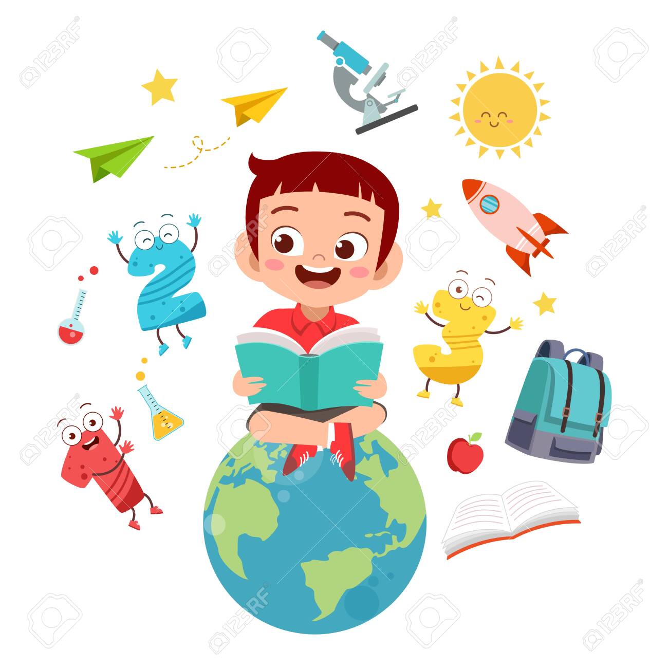 Happy Kid Read Book Study Knowledge Royalty Free SVG, Cliparts, Vectors,  And Stock Illustration. Image 138511481.