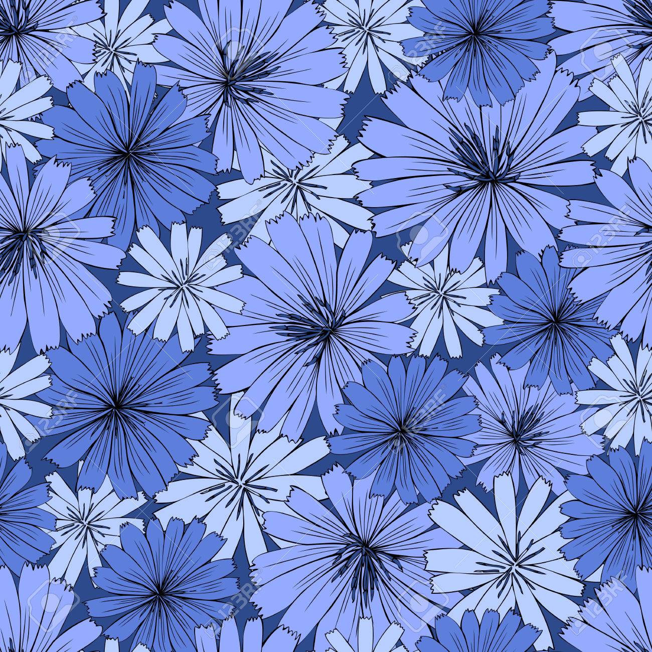 チコリの花の手には カラフルな図が描画されます のイラスト素材 ベクタ Image
