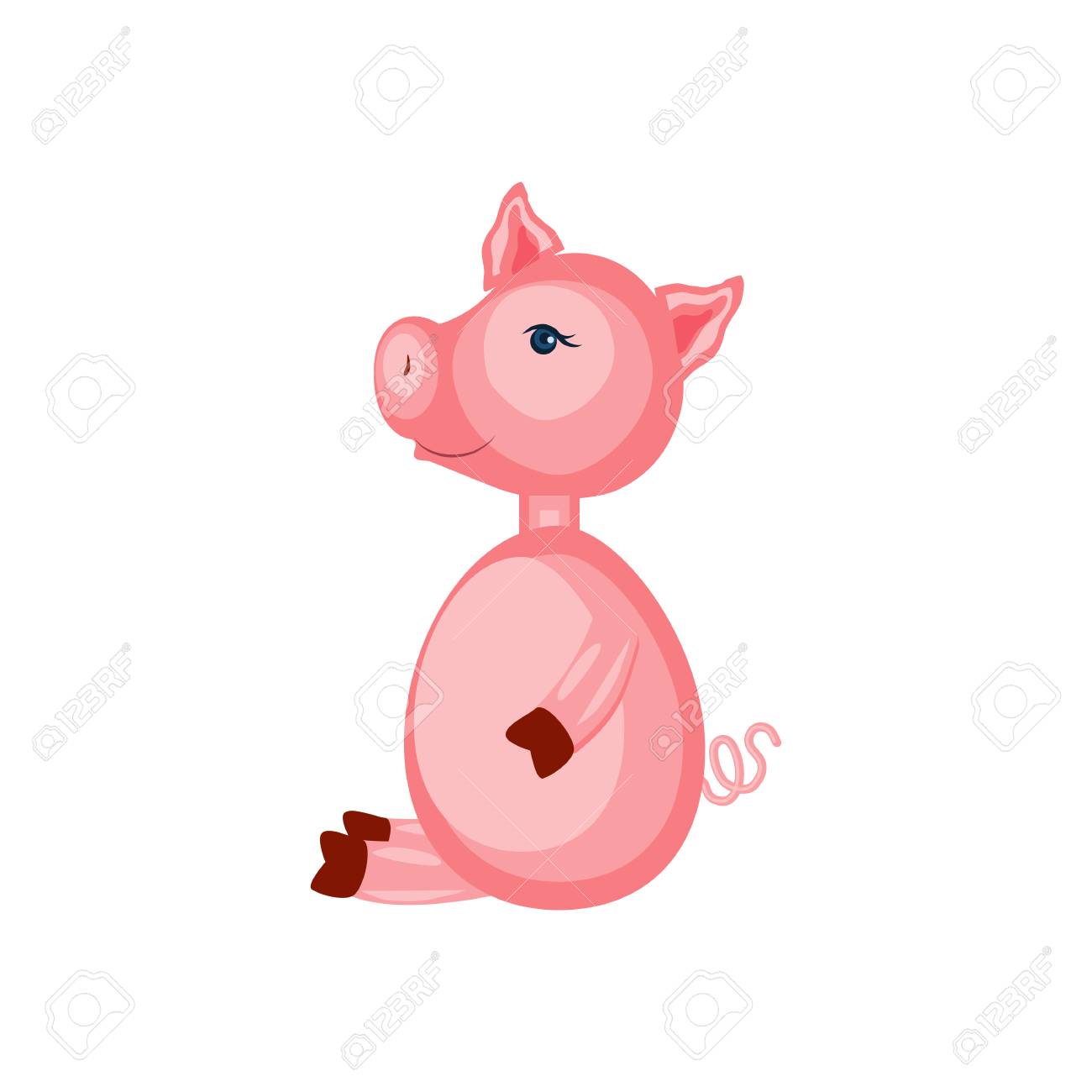 cartoon cute pink pigs sitting isolated on white royalty free
