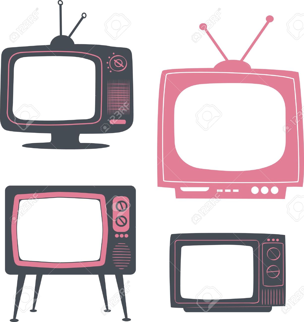 スタイリッシュなレトロなテレビ セットのイラスト素材 ベクタ Image