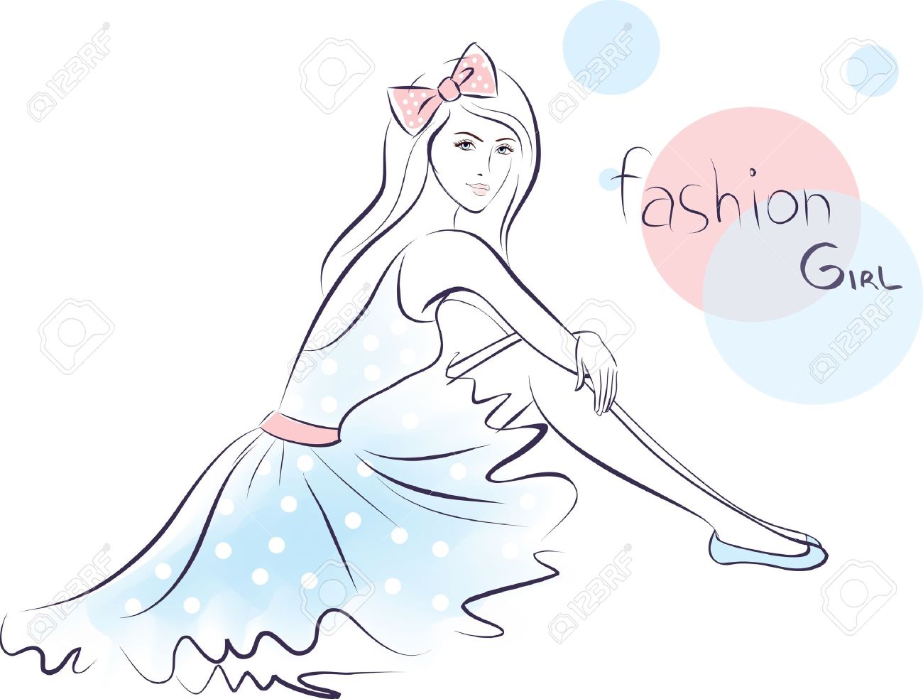 スタイリッシュなファッションの美しさの少女 カラフルなベクトルのイラスト のイラスト素材 ベクタ Image