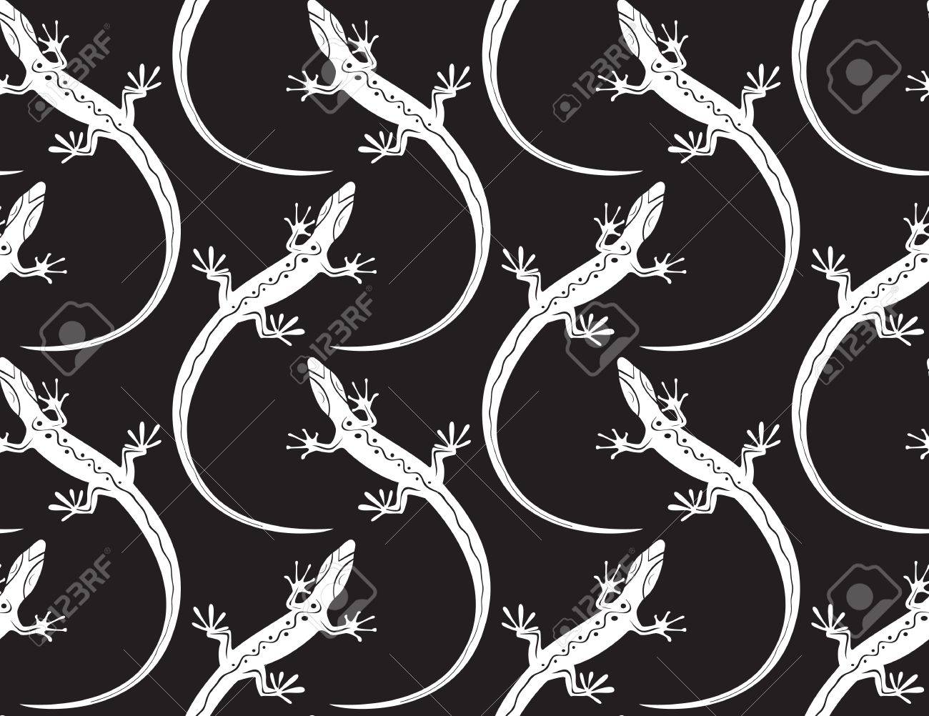 シームレスな壁紙パターンに黒のトカゲ 図 のイラスト素材 ベクタ Image