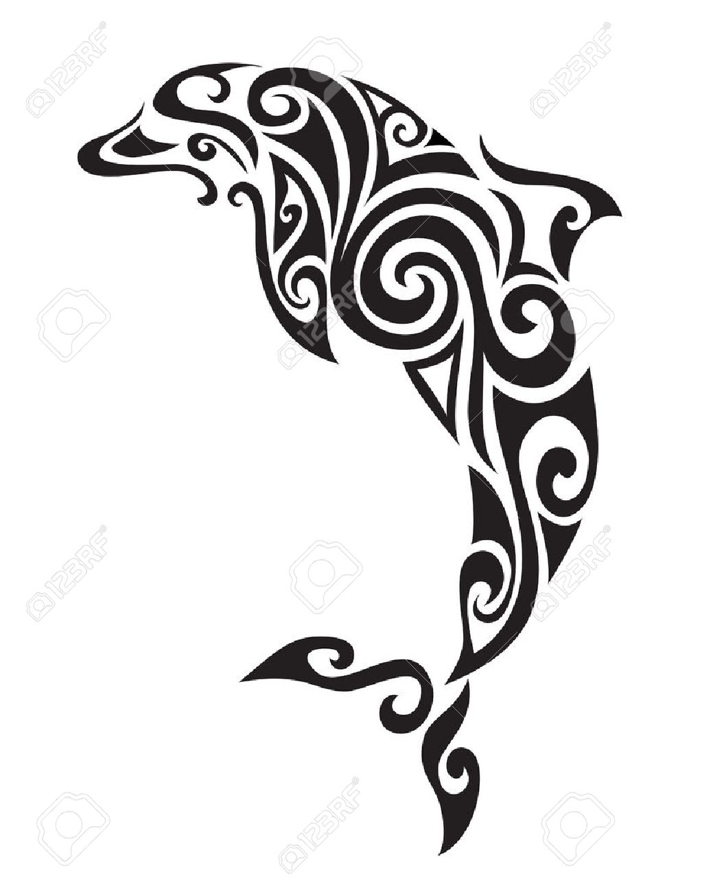 Decorative ornamental dolphin silhouette. vector illustration background. - 52442184 Decorative ornamental dolphin silhouette. vector illustration background. - 52442184