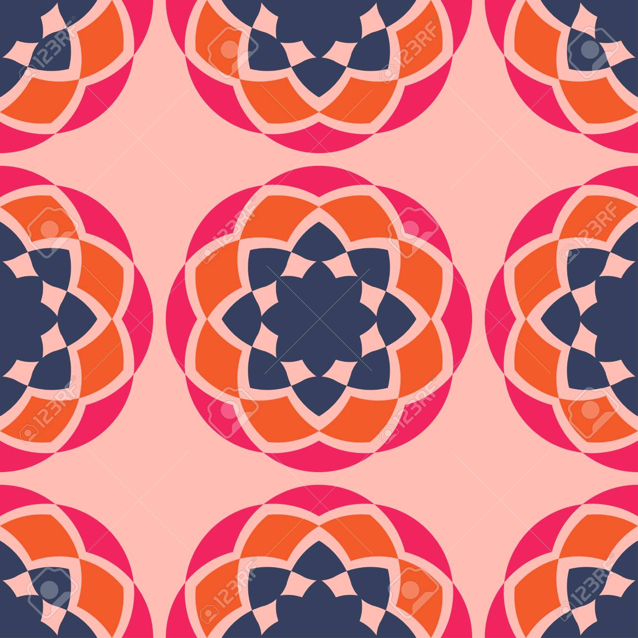 Geometry Graphic Pattern In Orange And Pink Seamless Pattern