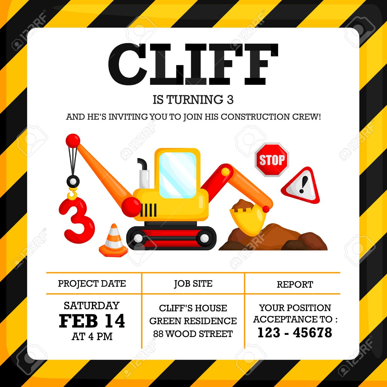 construction birthday invitation royalty free cliparts vectors and