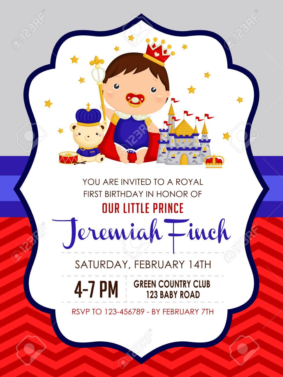 Baby Prince Birthday Invitation Royalty Free Cliparts Vectors And