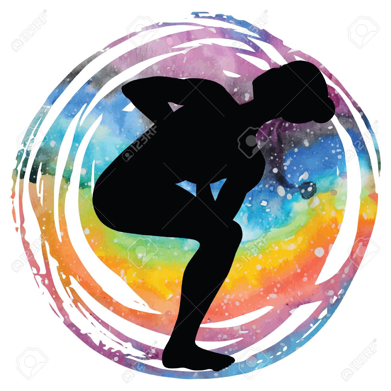 女性のシルエット 回転椅子ヨガのポーズ Parivrtta Utkatasana のイラスト素材 ベクタ Image 女性のシルエット 回転椅子ヨガのポーズ Parivrtta Utkatasana のイラスト素材 ベクタ Image
