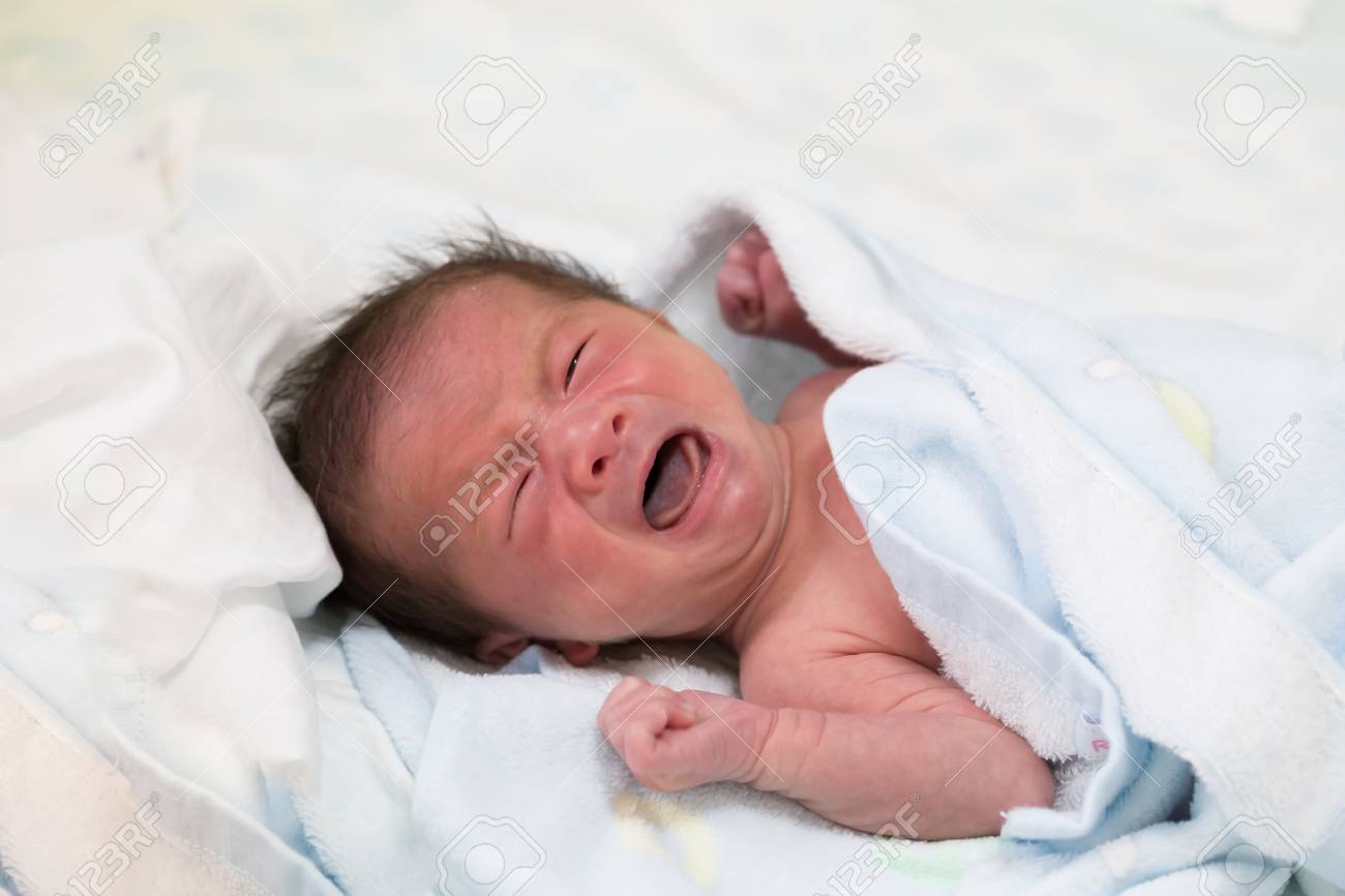 Asian baby crying and two week old - 115734648 Asian baby crying and two week old - 115734648