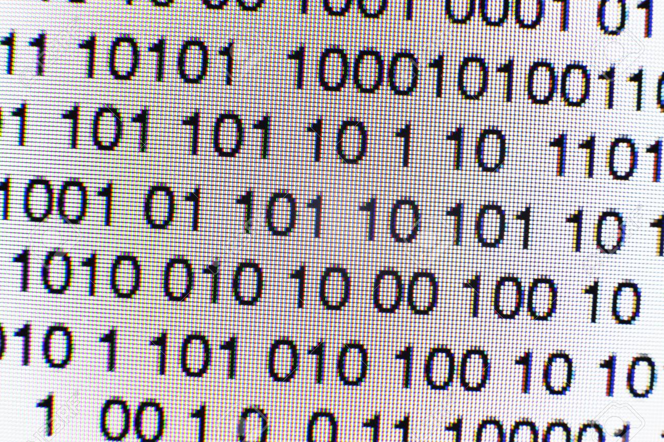 Binary code on a computer screen - 73105753 Binary code on a computer screen - 73105753