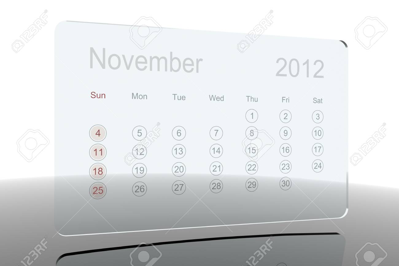 3 D ガラス カレンダー 2012 年 11 月 の写真素材 画像素材 Image 10730274