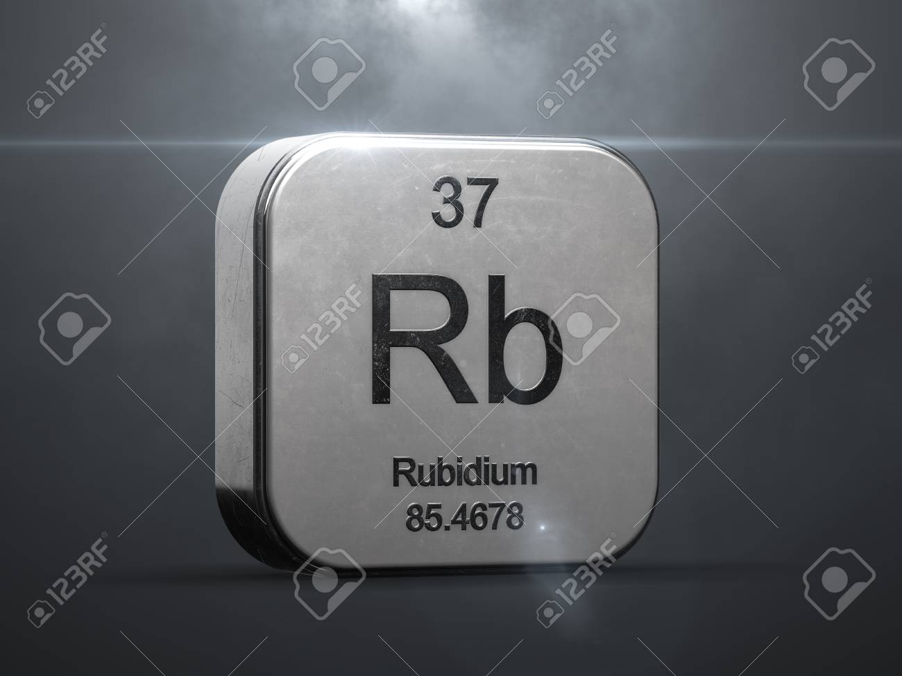 rubidium element from the periodic table metallic icon 3d rendered