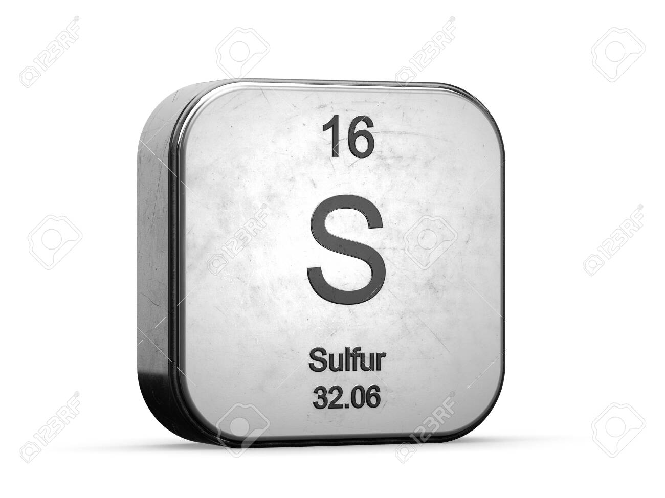 sulfur element from the periodic table metallic icon 3d rendered sulfur periodic table