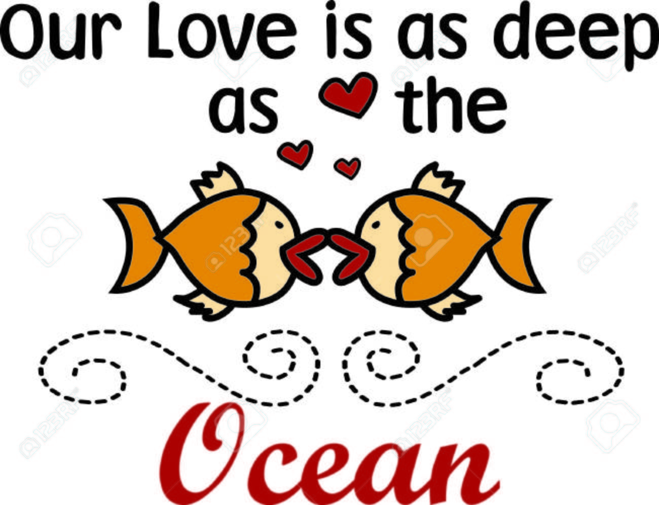 これらの魚は 愛の特別な種類を共有し このデザインが素敵な底で囲まれるよう大きなキス渦ほぼ水の効果 のイラスト素材 ベクタ Image