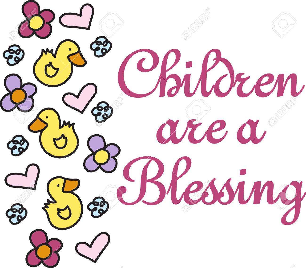 アヒルの花と心のようなかわいい縁取り 子供と赤ちゃんのギアにこれを愛する のイラスト素材 ベクタ Image