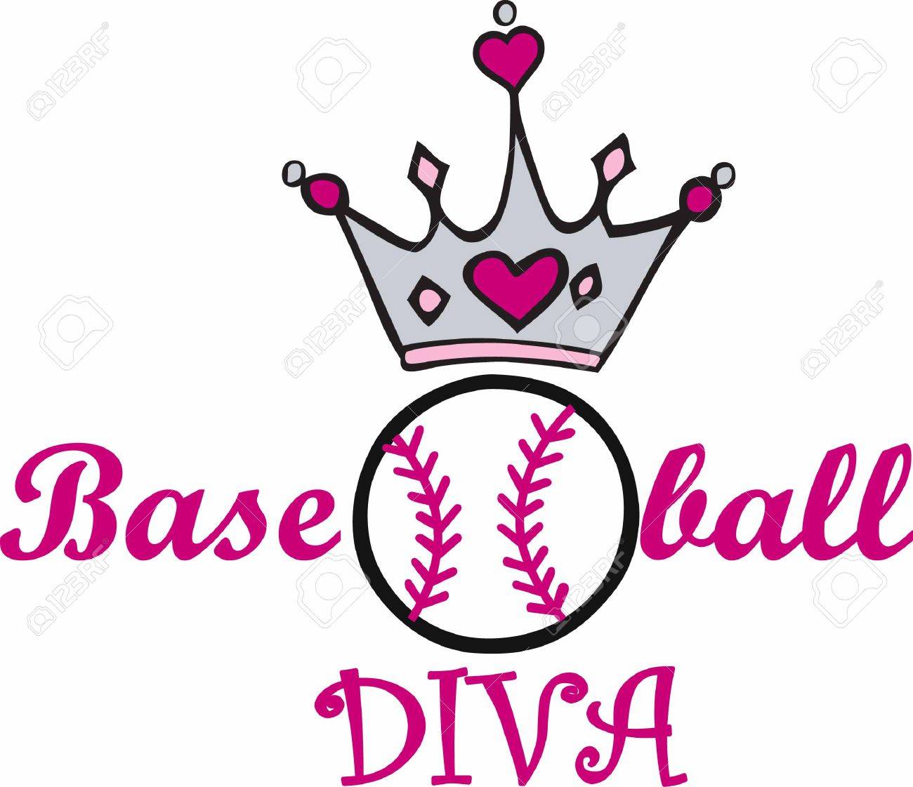 Pink Heart Crown Over A Softball. Royalty Free SVG, Cliparts, Vectors, and  Stock Illustration. Image 41243227., image size:1300x1121