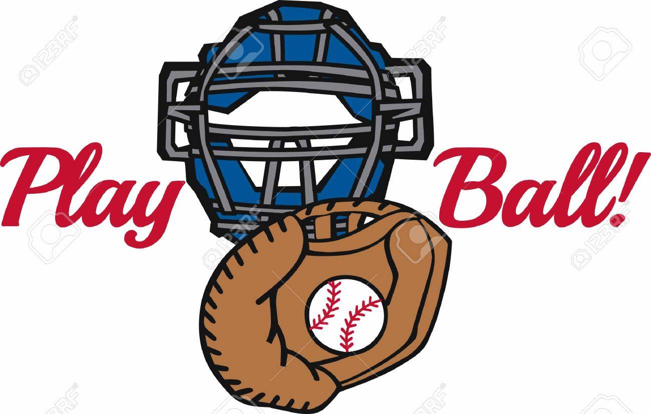 Baseball In Catchers Mitt With A Protective Mask Royalty Free