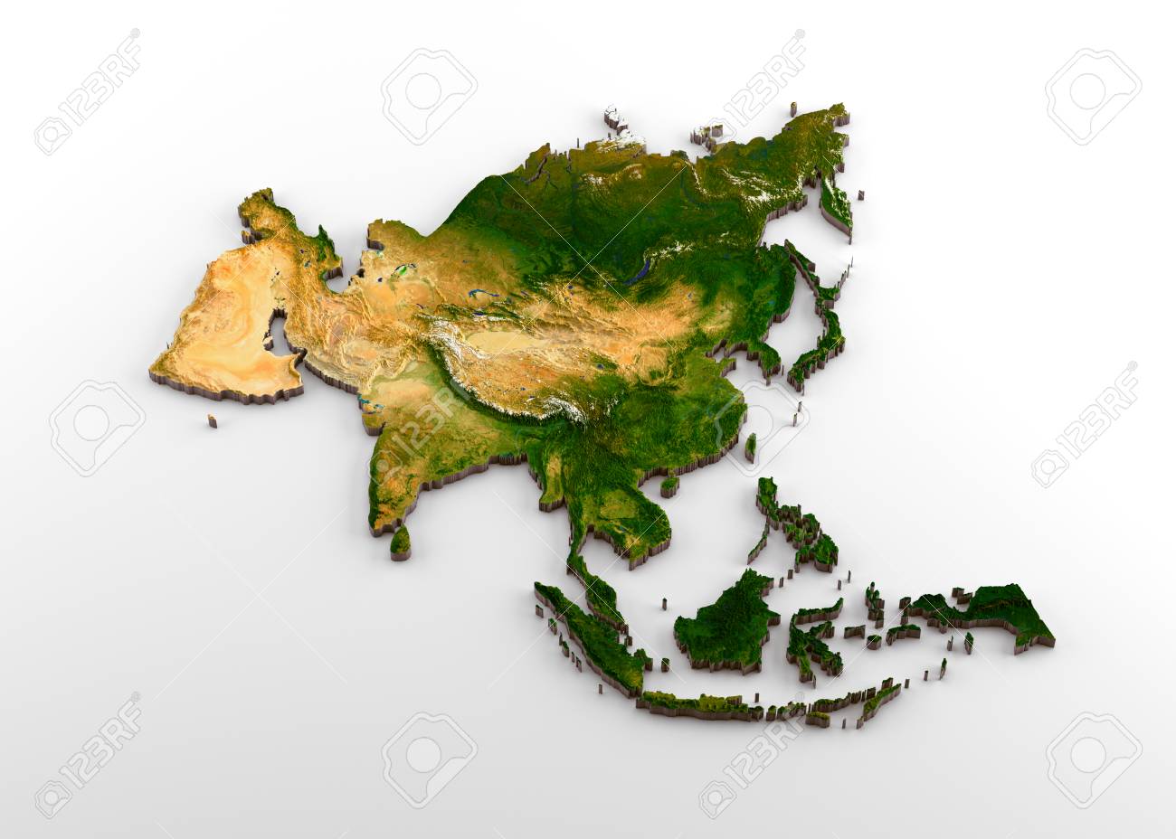 World Map Asia 3d Realistic 3D Extruded Map Of Asian Continent (Including Indian  Sub-Continent,East Asia,Russia And Middle-East) Stock Photo, Picture And  Royalty Free Image. Image 110750402.