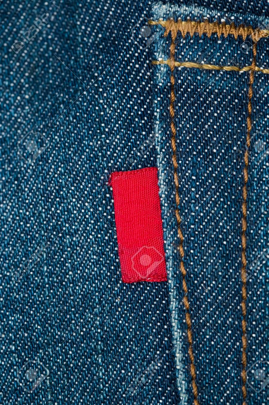 jeans with tag on back pocket