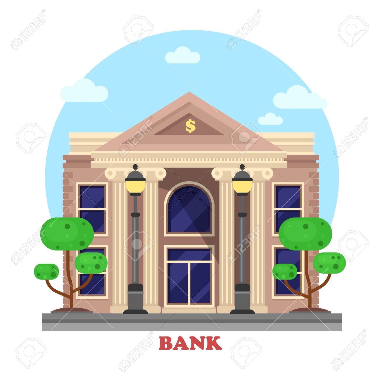 Financial Building Facade Or Bank Architecture Exterior With Royalty Free Cliparts Vectors And Stock Illustration Image