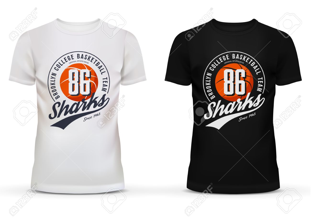 Basketball Ball On U-neck T-shirt For image