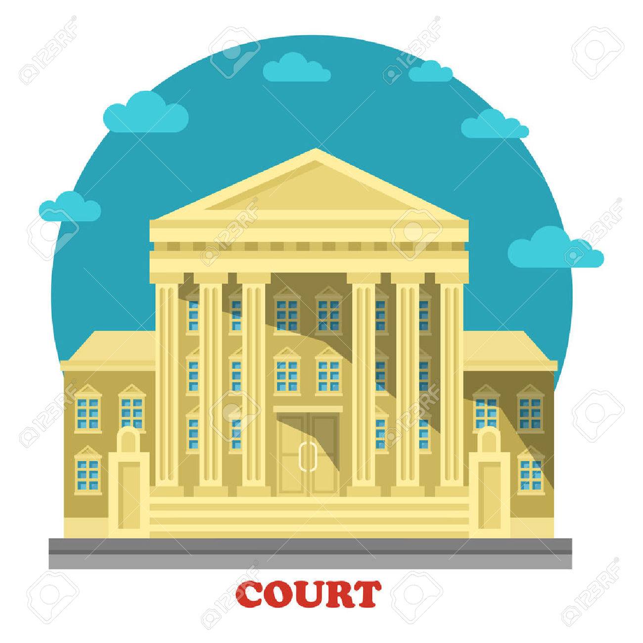 Court or tribunal, courthouse entrance exterior view. Building for justice and civil or common, administrative law, crime punishment and trials. Can be used for government or architecture theme - 64323137 Court or tribunal, courthouse entrance exterior view. Building for justice and civil or common, administrative law, crime punishment and trials. Can be used for government or architecture theme - 64323137
