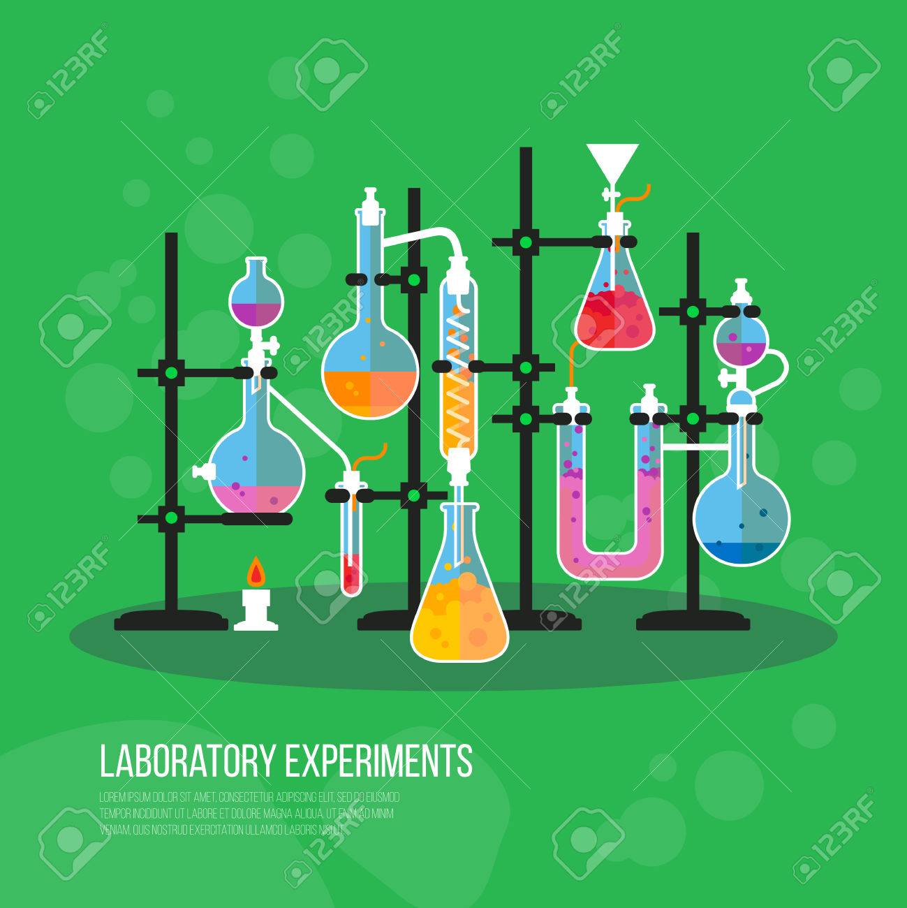 science or chemistry lab or laboratory with glassware flasks chemistry lab experiments