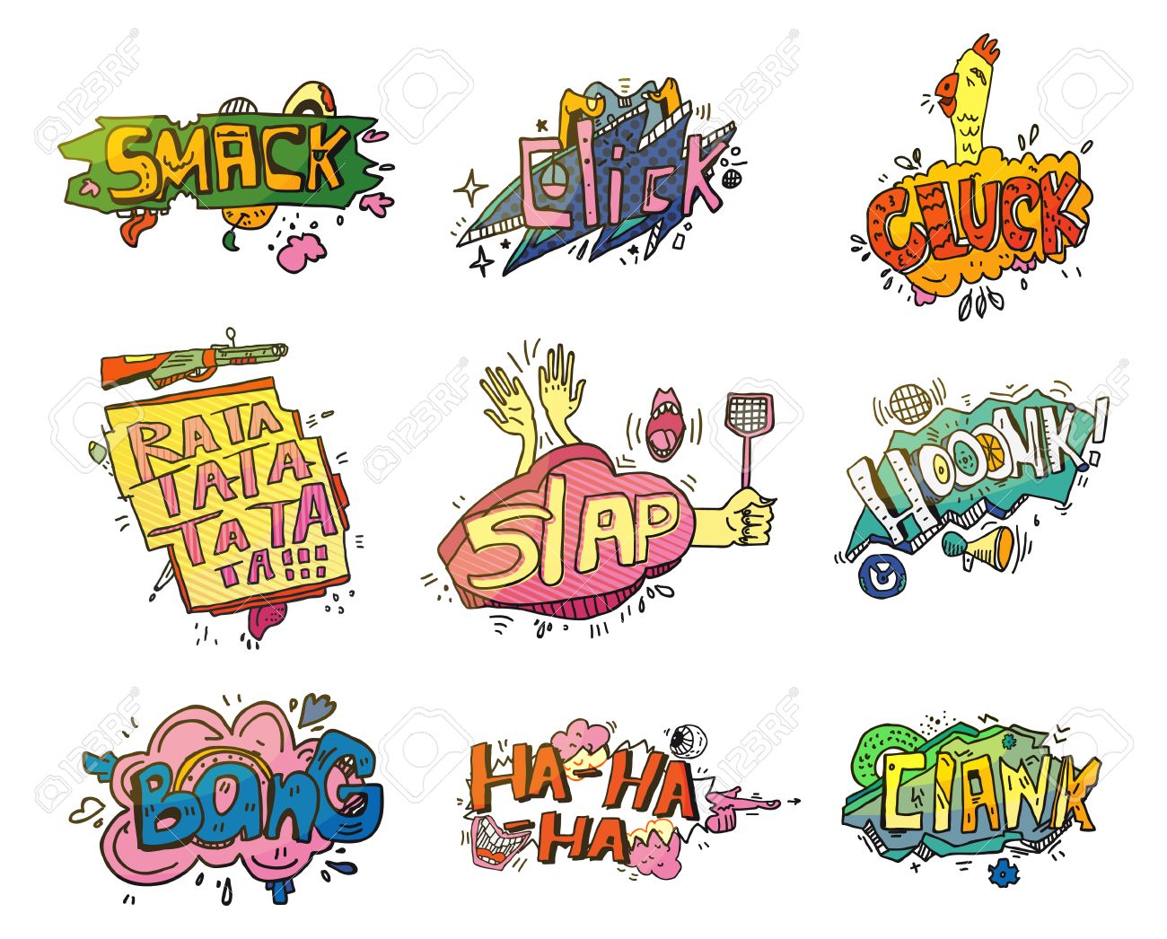 comic speech bubbles for sound exclamation set of onomatopoeia
