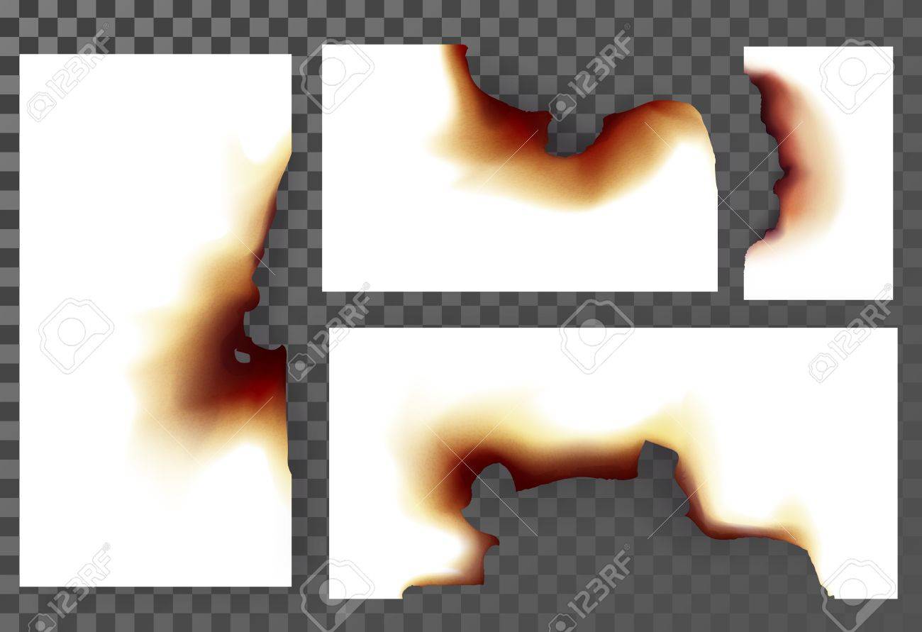灰 羊皮紙に熱によって紙のエッジを引き裂かれ 焦げた紙の破損または焦げたシート 火および炎 燃焼や点火 解体と燃える光のテーマ のイラスト素材 ベクタ Image